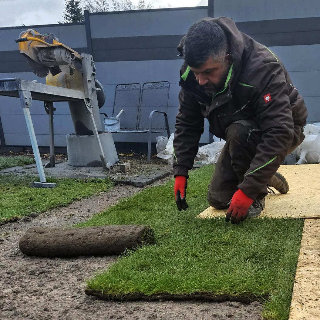 Bazid Daoud verlegt Rollrasen